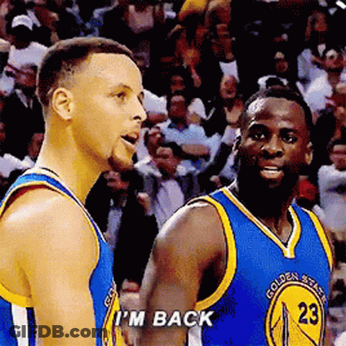 Two Golden State Warriors Basketball Players Talking GIF