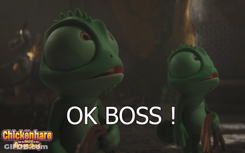 Two Green Frogs With Ok Boss GIF