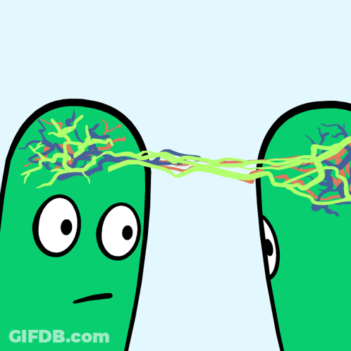 Two Green Heads With String GIF