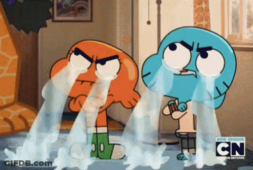 Two Gumball Characters Crying GIF