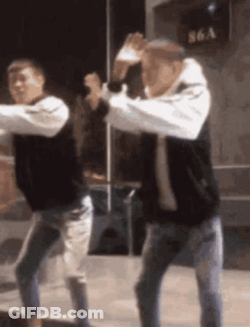 Two Guys Dancing Super Bowl Shuffle GIF