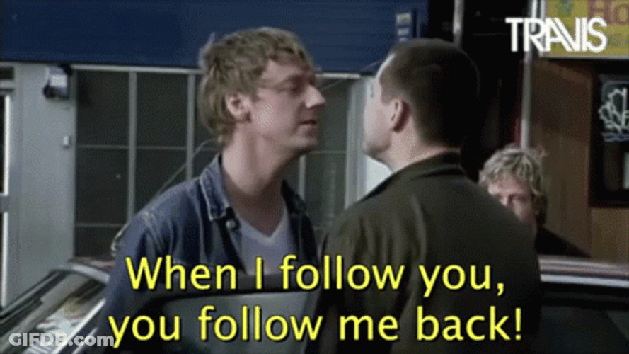 Two Guys Follow Up Argument GIF