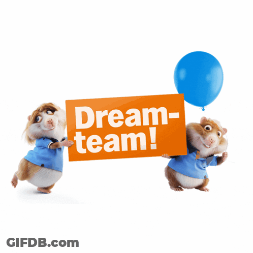 Two Hamsters Holding Dream-Team Sign GIF