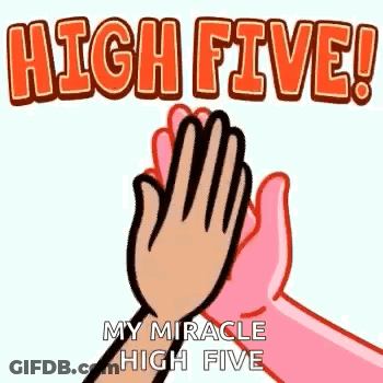 Two Hands Are Giving Each Other A High Five In A Cartoon . GIF