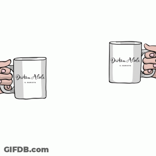 Two Hands Holding Coffee Mugs Happy Coffee Day GIF