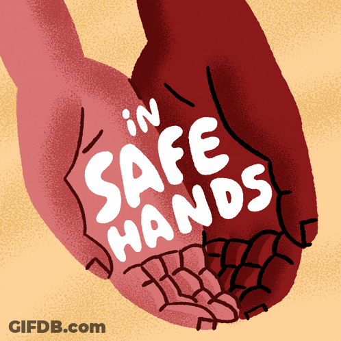 Two Hands Holding Each Other In Safe Hands GIF