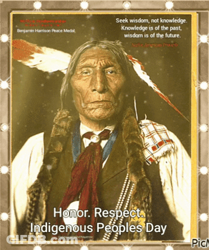 Two Hands Holding Globe Saying Happy Indigenous GIF