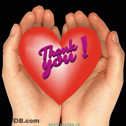 Two Hands Holding Red Heart Saying Thank You GIF