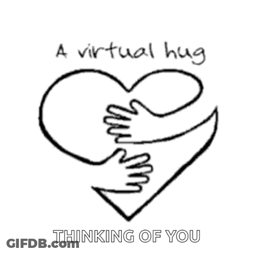 Two Hands Hugging Heart Saying Virtual Hug Thinking Of You GIF