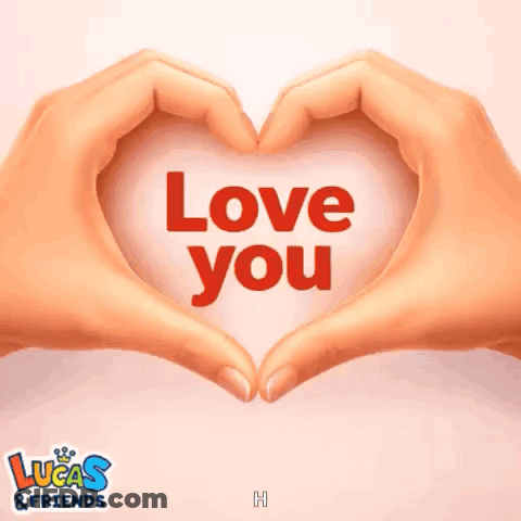 Two Hands Make A Heart Shape With The Words " Love You " GIF