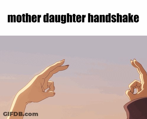 Two Hands Making Triangle Mother Daughter Handshake GIF