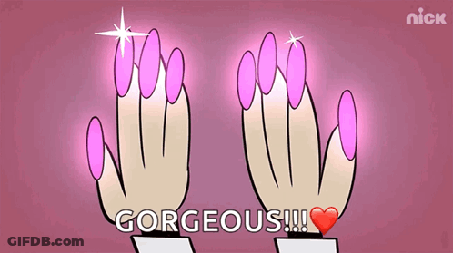 Two Hands With Pink Nails Saying Gorgeous GIF