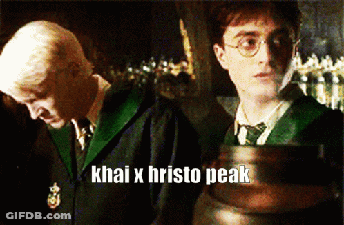 Two Harry Potter Characters Are Standing Next To Each Other With The Caption Khai X Hristo Peak GIF