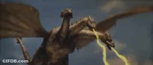 Two-Headed Dragon Flying With Lightning GIF