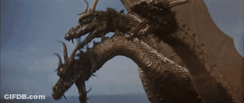 Two-Headed Dragon With Yellow Flame GIF