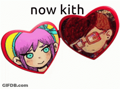Two Heart Mirrors With Girl And Boy Saying Now Kith GIF