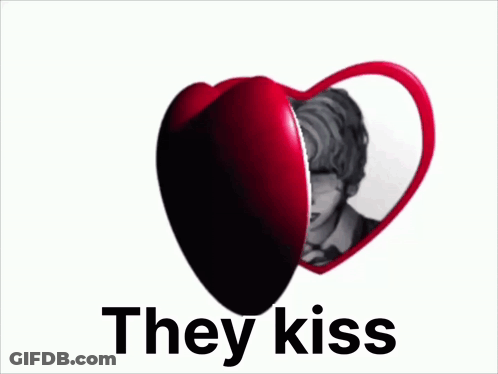 Two Heart Shaped Mirrors Saying They Kiss GIF