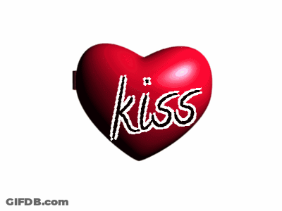 Two Hearts Saying Kiss GIF