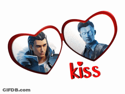 Two Hearts With A Picture Of A Man And The Word Kiss Below It GIF