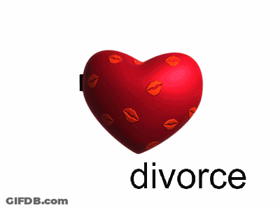 Two Hearts With A Picture Of A Robot And The Word Divorce GIF