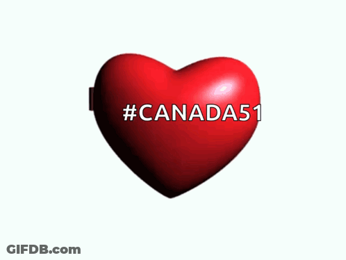 Two Hearts With American And Canadian Flags #Canada51 GIF