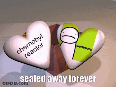 Two Hearts With Chernobyl Reactor And Nightmare GIF
