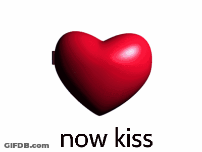 Two Hearts With Girl Saying Now Kiss GIF