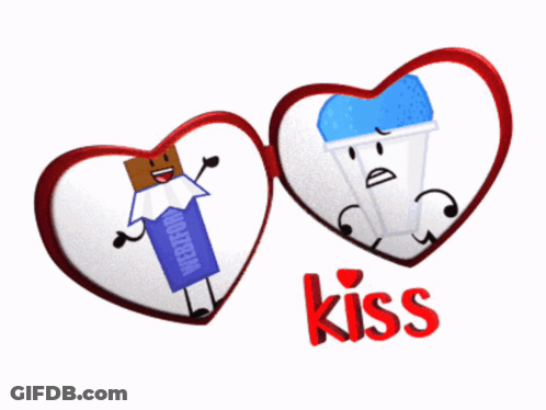 Two Hearts With Kiss GIF