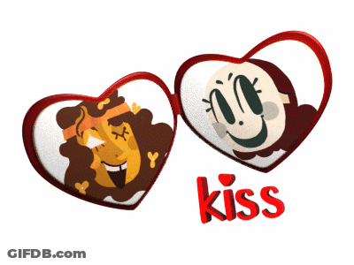 Two Hearts With Kiss GIF