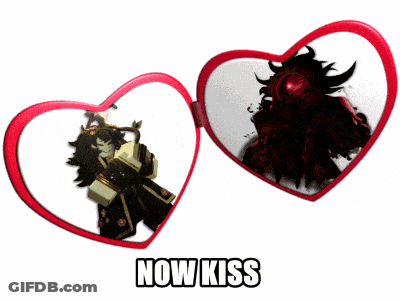 Two Hearts With Now Kiss GIF