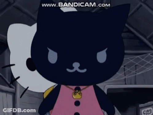 Two Hello Kitty Characters Standing GIF