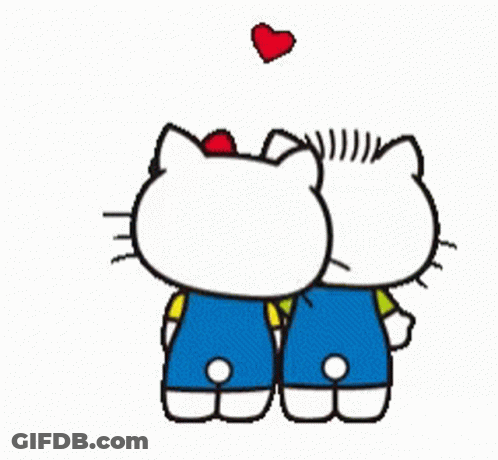 Two Hello Kitty Characters With Red Heart GIF