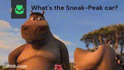 Two Hippos Standing Next To Each Other Saying What's The Sneak-Peak Car GIF