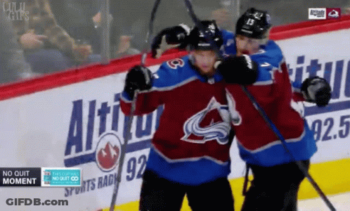 Two Hockey Players Celebrating Goal By Altitude 92 Ad GIF