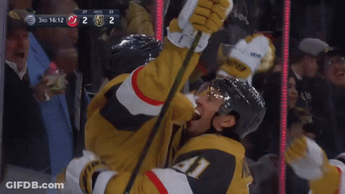 Two Hockey Players Hugging 2-1 GIF