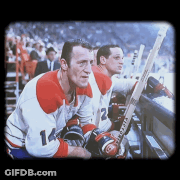 Two Hockey Players In Victoria Gloves In Stands GIF