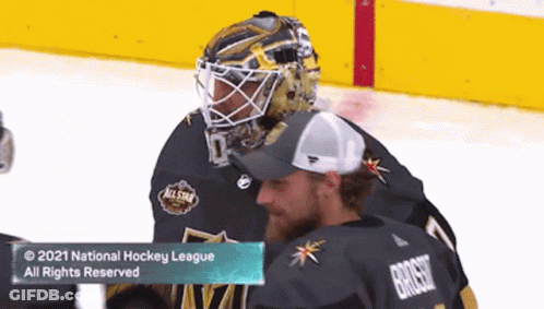 Two Hockey Players Talking GIF