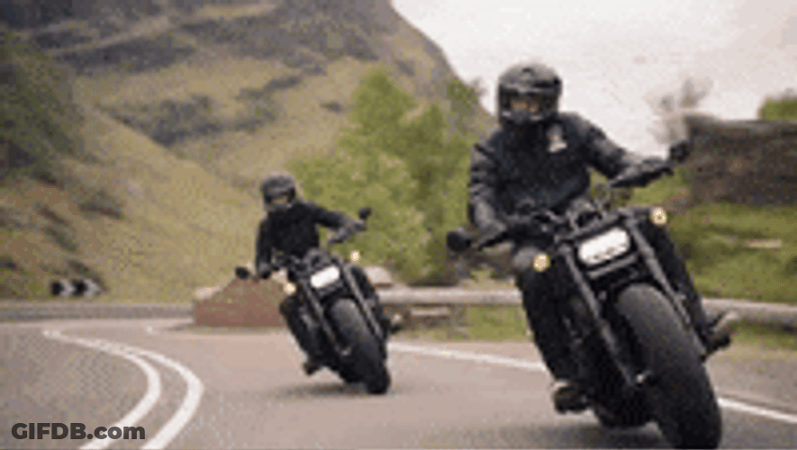 Two Hog Riders On The Road GIF