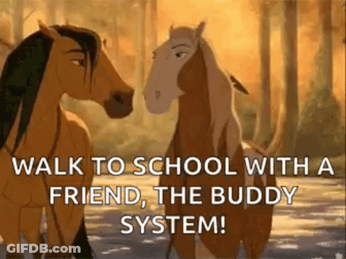 Two Horses Are Standing Next To Each Other In The Woods And Talking . GIF