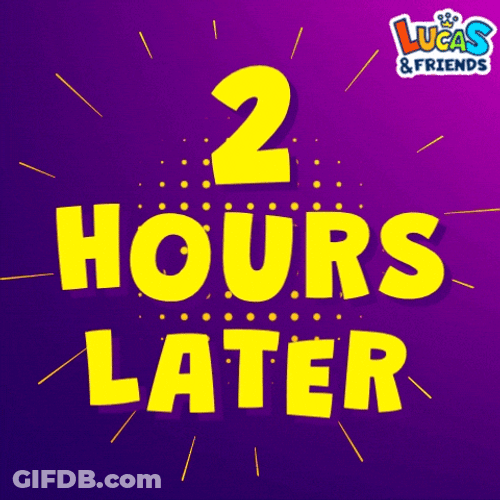 Two Hours Later Yellow Text GIF