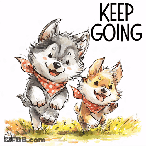 Two Husky Puppies Running Keep Going GIF