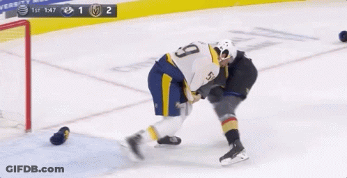 Two Ice Hockey Players Fighting, Number 9 Jersey GIF