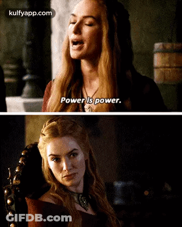 Two Images Of A Woman Saying Power Is Power . GIF