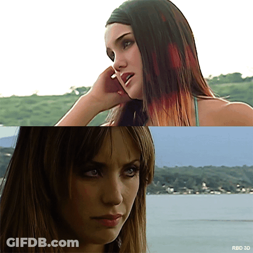 Two Images Of A Woman With Rbd 3D Written On The Bottom Right GIF