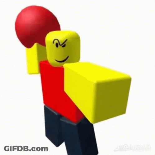 Two Images Of A Yellow And Red Roblox Character With A Red Boxing Glove GIF