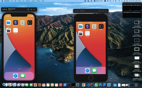 Two Iphones Are Displayed On A Mac Screen GIF