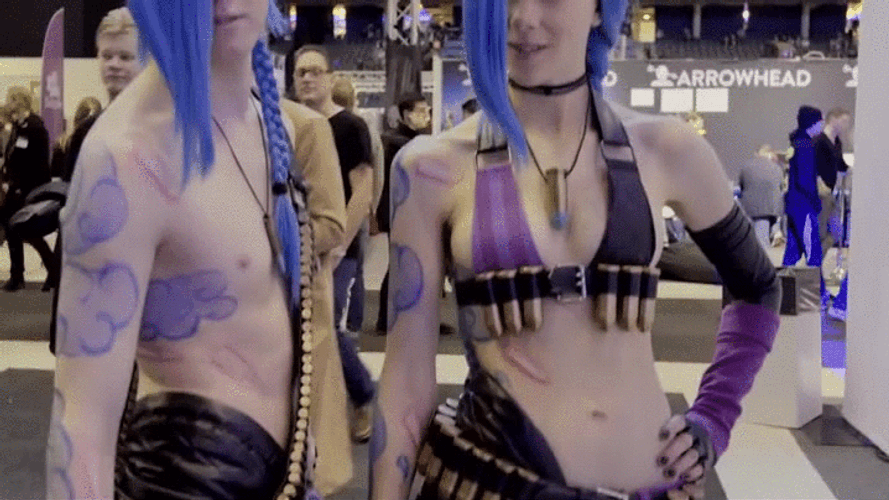 Two Jinx Cosplayer GIF