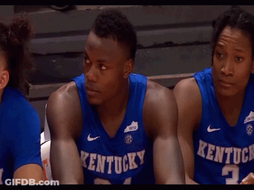 Two Kentucky Basketball Players Sit In The Stands GIF