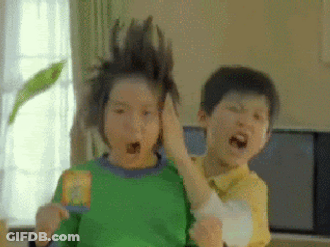 Two Kids Playing Super Saiyan Hair GIF