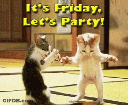 Two Kittens Dancing It's Friday Let's Party GIF